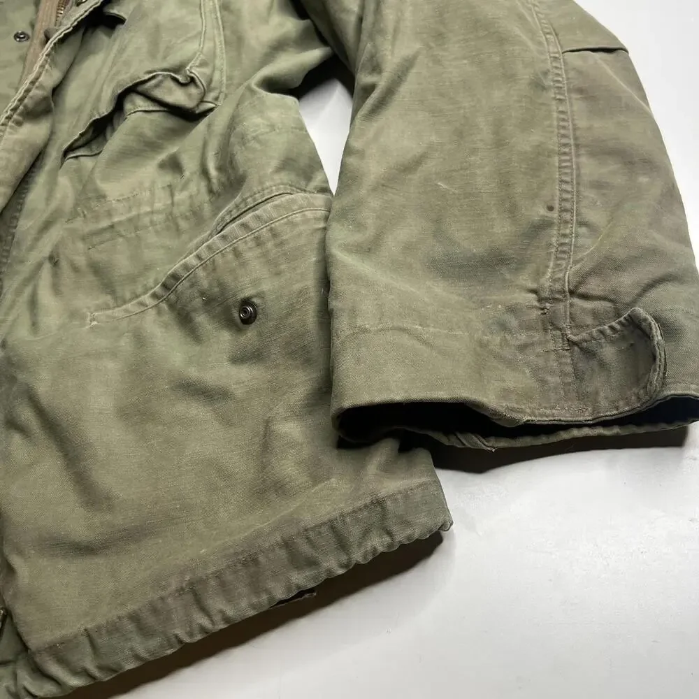 80s m65 Vintage Military Jacket Mens Medium Green Army Field Zip Lined‎ Pockets